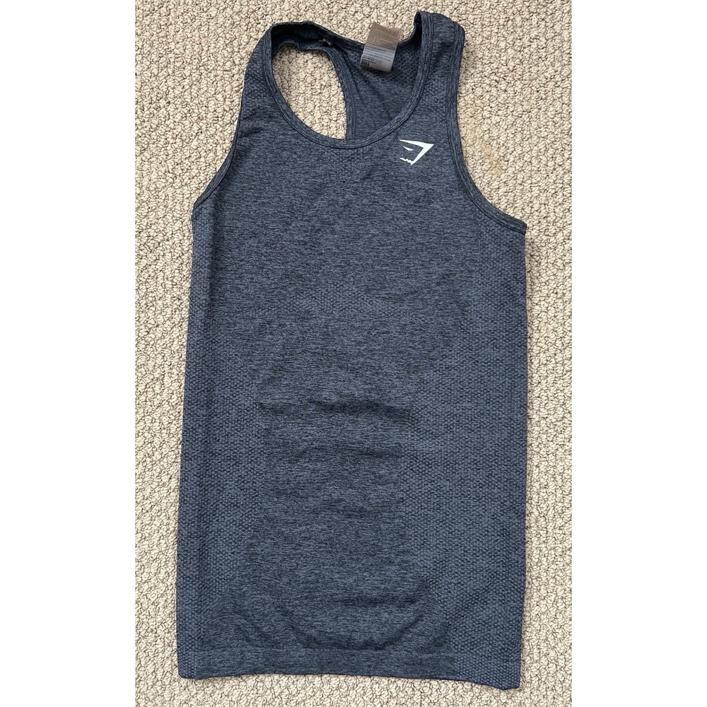Gymshark Tank Top Womens Sz Med Charcoal Gray Racerback‎ Seamless Compression
